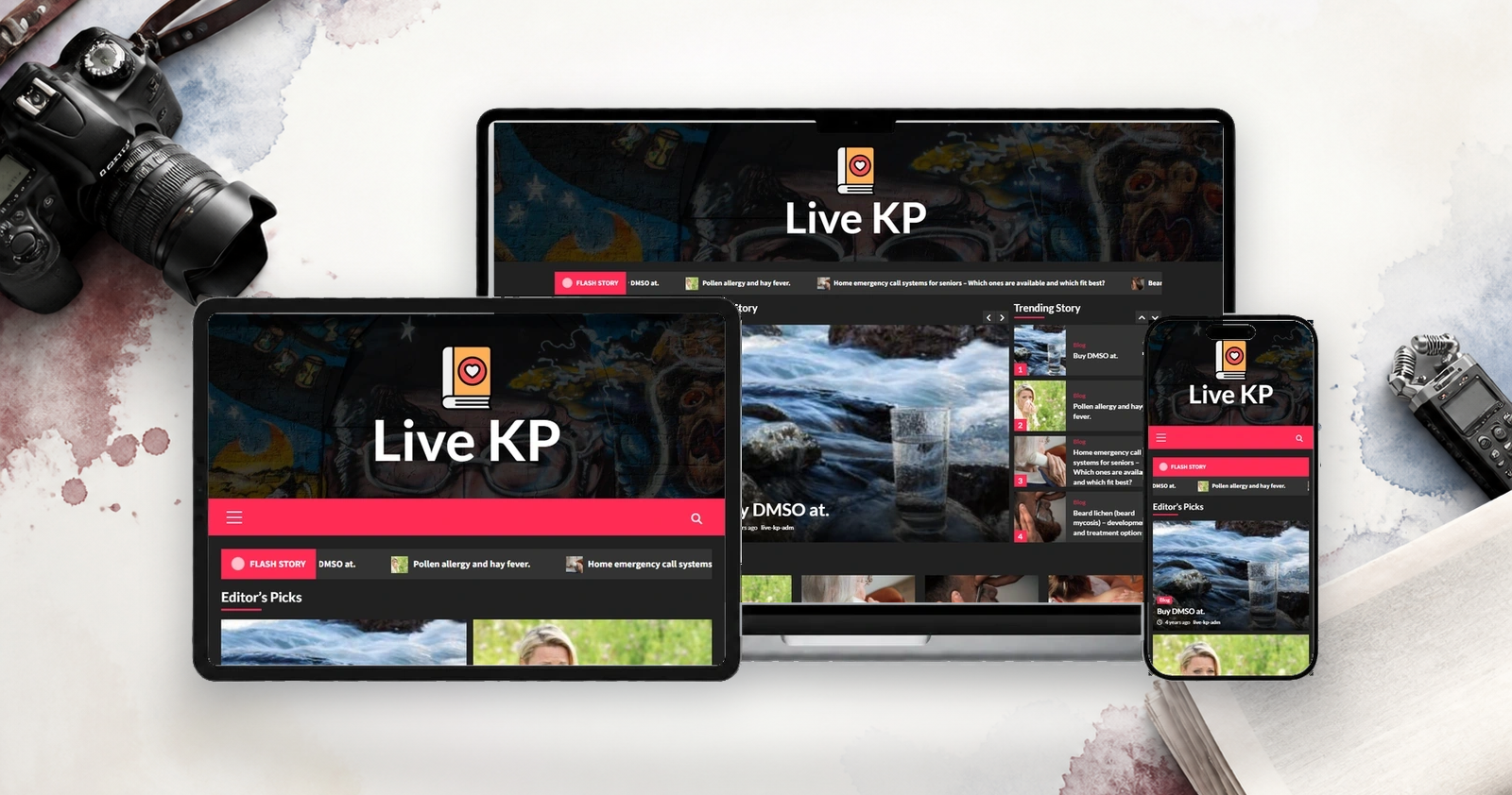 Інтернет-газета Кам'янець LIVE - проєкт Web Creator на экранах ноутбука, планшета і смартфона