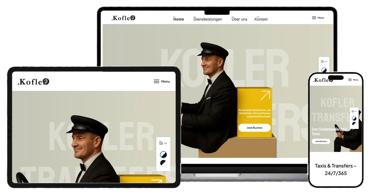 Сайт служби трансферу Drive AK на екранах desktop, tablet та mobile