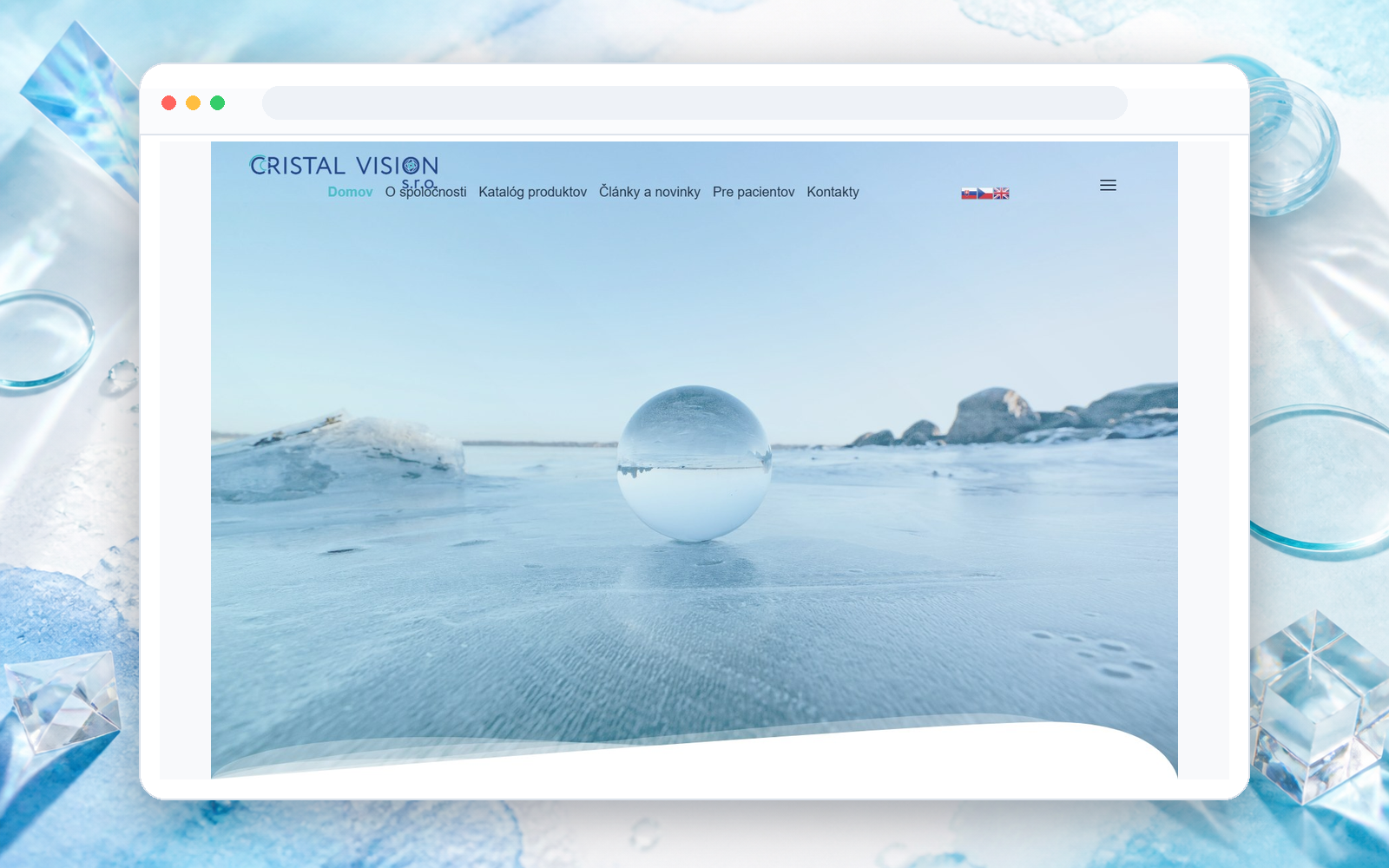 Landing page CristalVision - пример сайта Web Creator