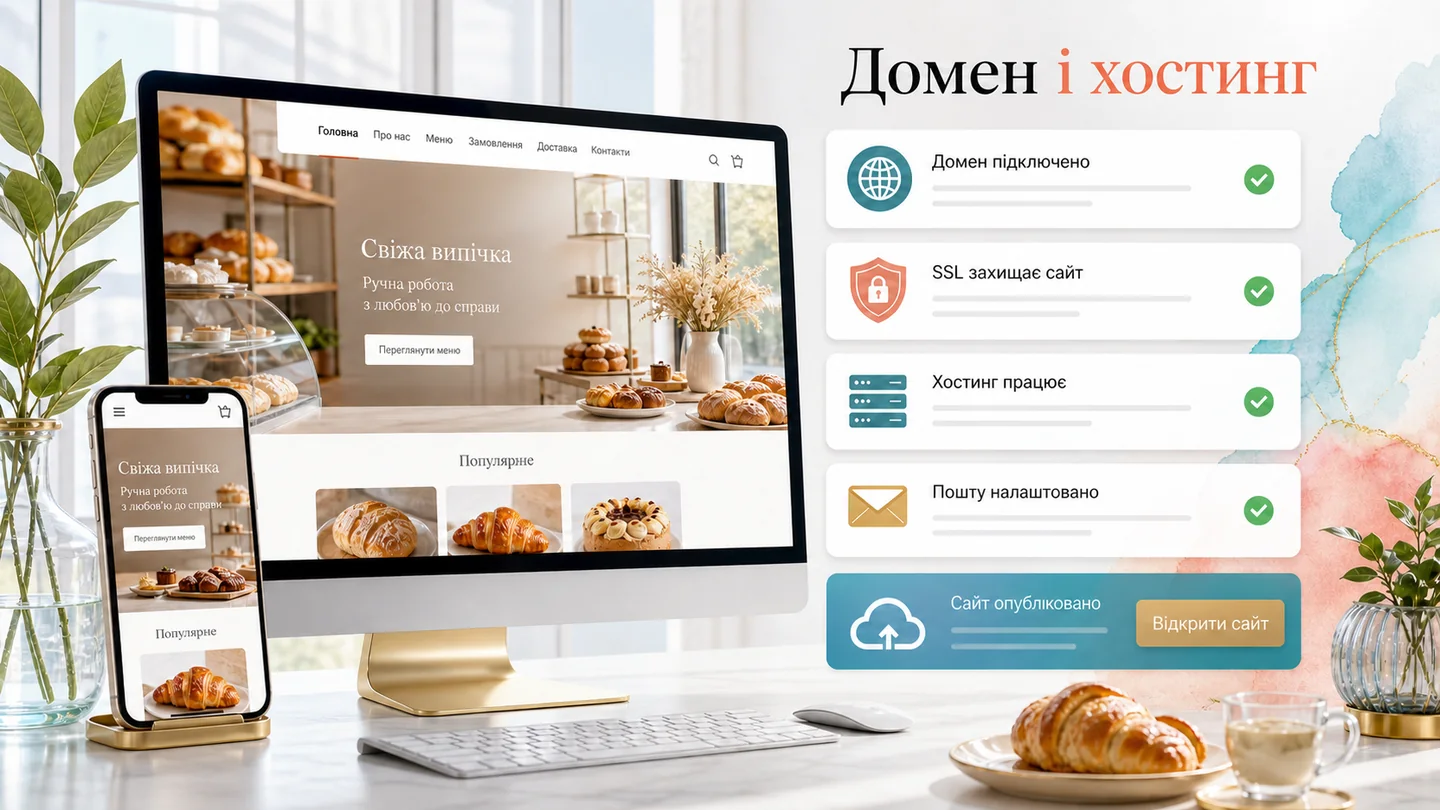 Підключення домену, SSL, хостингу та публікація сайту пекарні